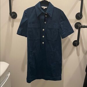 EUC Veronica Beard Dress Navy Short Sleeve Dress with Button Details size 2